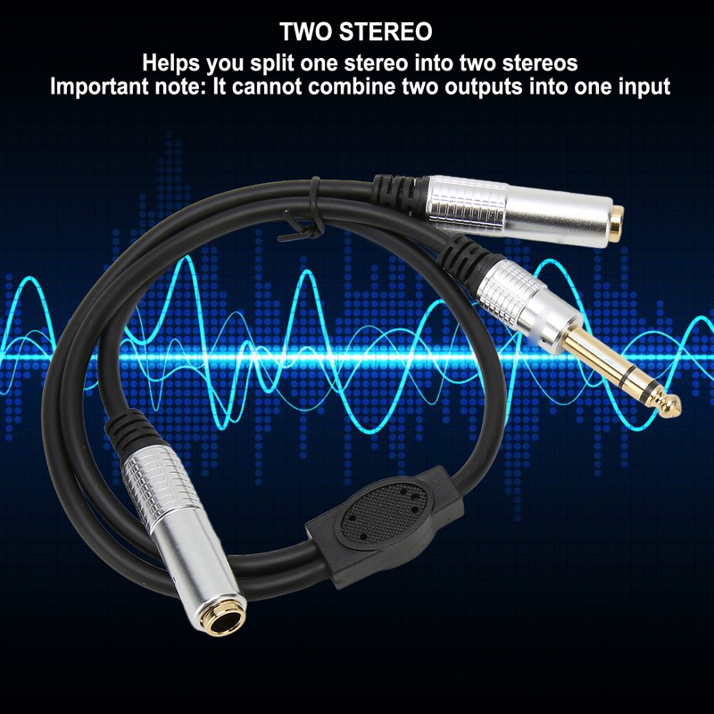 6.35mm to Dual 6.35mm Y Splitter Cable Professional 1/4 Inch