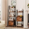 Furologee 5-Tier Ladder Shelf, Ladder Bookshelf with Removable Drawer, Rustic