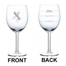 MIP Wine Glass Goblet 10oz 2 Sided Hairdresser Stylist Good Bad Day Fill Lines