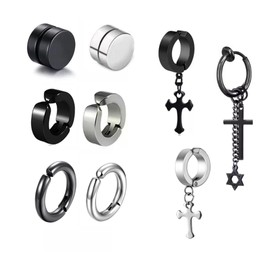 Pack 9 Piercing Arete Arracada Falso Hombre Arracadas Clip Expansores Magnéticos sin Perforación