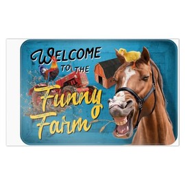 Funny Farm Horse and Rooster Home Business Office Sign - Window Sticker - 6" x 9" (15.2cm x 22.9cm)