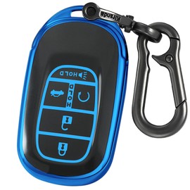 Kirsnda Key fob Cover Compatible with Honda 2022 2023 2024 2025 Civic Accord HR-V Pilot CR-V Smart Remote Key Accessories,TPU Protection Key Case with Metal Buckle,Blue