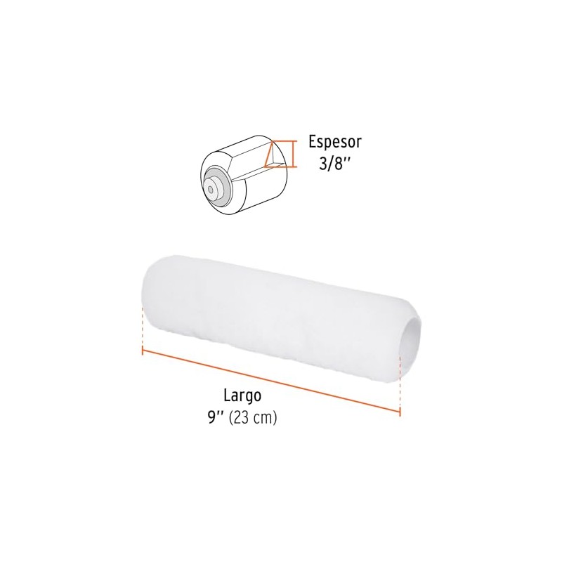 Truper R-ROPI-910, Felpa para rodillo 9" x 3/8" superficies lisas