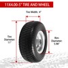 LTNICER (2-Pack) 11x4.00-5 Flat-Free Lawn Mower Tires and Wheels, 3.4"
