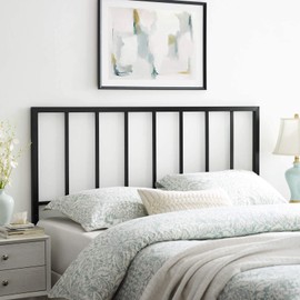 Modway Tatum Modern Farmhouse Metal Queen Headboard in Black