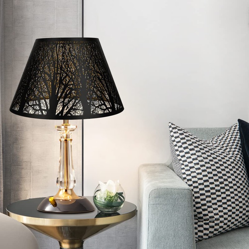 Medium Lamp Shade, ALUCSET Barrel Metal Lampshade with Pattern of