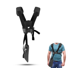 Qicai Xiaolu Weed Eater Strap – Padded Single & Double Shoulder Harness for String Trimmer – Adjustable Strap for Weed Wacker, Brush Cutter – Black/Orange Options (High-end model - Black)