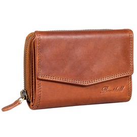 Benthill Women's Leather Wallet - Genuine Leather Purse - Vintage Wallet - Credit Card Holder - Coin Compartment with Zip - Colour: Brown