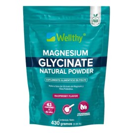 Glicinato de Magnesio Wellthy en Polvo, Sabor Frambuesa, 430g                                                                                         
