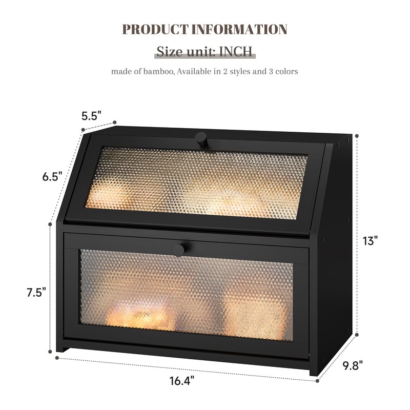 STDDRE Bread Box for Kitchen Countertop Bin Double Layer Bread