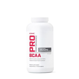 GNC Pro Performance BCAA 1.8g, 3rd Party Tested Supplement for Men & Women, Branched Chain Amino Acids, Essential Amino Acids Supports Muscle Protein Synthesis, 240 Softgels, 40 SVG