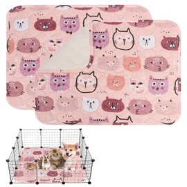 2PCS Guinea Pig Cage Liner, Reusable Pee Pads Mat for Bedding 60x45CM, Strong Water Absorption Pet Training Pad for Small Animals: Rabbit Hamster Puppy Kitten (Cat Elf, L)