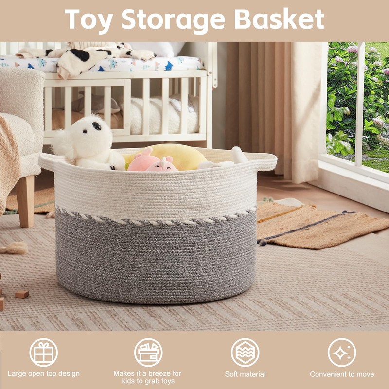 OIAHOMY 125L Extra Large Blanket Basket, 25" x 16", Jumbo