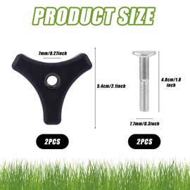 2 Pcs Lawn Mower Handle Parts, Universal Lawn Mower Handle Wing Nut and Bolt, Triangle Knob Handle Replacement Parts, Wing Nut Mower Handle Bolt for Lawn Mower Parts Machine