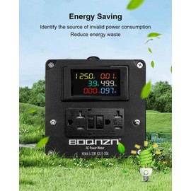 20A AC Power Meter, 125V LCD Display Digital Multimeter Tester, NEMA 5-15P to NEMA 5-20R Outlet Monitor with 6.56FT 12AWG Cable, Multifunction Energy Monitor Voltage Current Frequency Power Factor