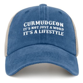 BEIXBE Curmudgeon Its Not Just A Word Its A Lifestyle Hat Trucker Hat Men Vintage Mesh Hat for Fall Blue