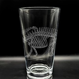 BRONTOSAURUS SKELETON Engraved Beer Pint Glass | Dino Dinosaur Jurassic Paleontology | Great Gift Idea!
