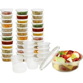 3QUZ Plastic Deli Containers 24 Sets with Lids -Clear Plastic Leakproof Soup Storage Stackable, BPA Free, Microwavable, Freezer Safe (8 OZ)