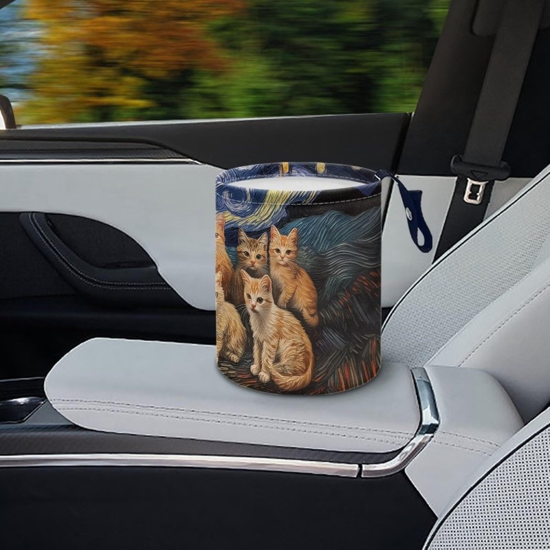 Darisoco Cat Van Gogh Car Trash Bag Hanging, Car Rubbish