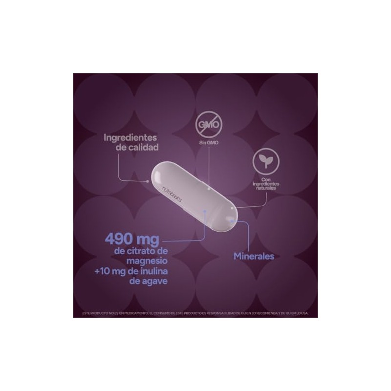 Citrato de Magnesio 490 mg, 120 Cápsulas con Tarjeta Incluida