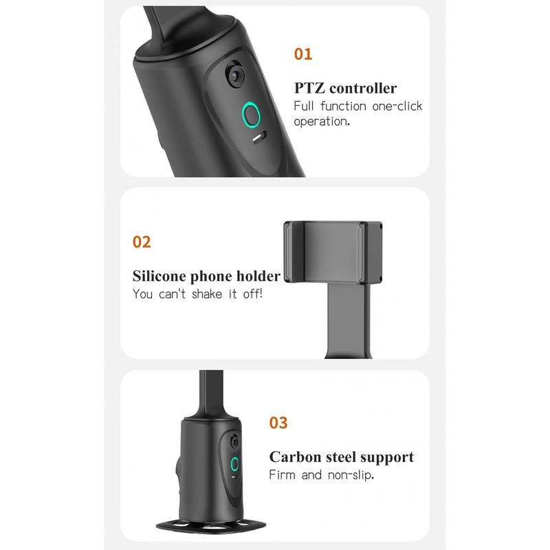 Auto Face Tracking Phone Holder 2 In1 360° Smart AI