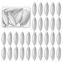 PATIKIL Fishing Lure Blades, 40 Pack 1.6" x 0.5" Fishing Spinner Baits Willowleaf Lure Spinner Making Part with Plastic Storage Box for Bait Accessories, Silver Tone