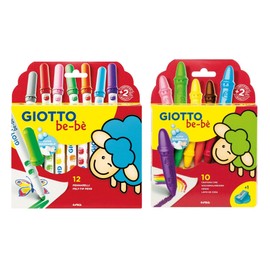 Giotto Bèbè Set of 12 Felt-Tip Pens + 10 Wax Pencils (12 Felt-Tip Pens + 10 Waxes)