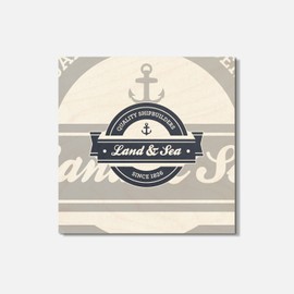 Unbranded Land And Sea Ship Marine Travel 4'' X 4'' Square Wooden Coaster