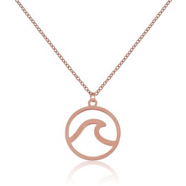 GD GOOD.designs EST. 2015 Chain Wave Rose Gold for Ladies - Waterproof - Surfer Necklace Stainless Steel I Surf Jewellery with Wave Pendant