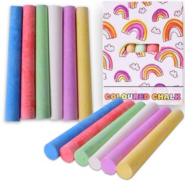 TE-Trend Pack of 72 Chalk Chalk Colourful for Children Street Chalk Painting Chalk for Chalkboard Party Bag Gift in 6 Boxes as Gift Multicoloured