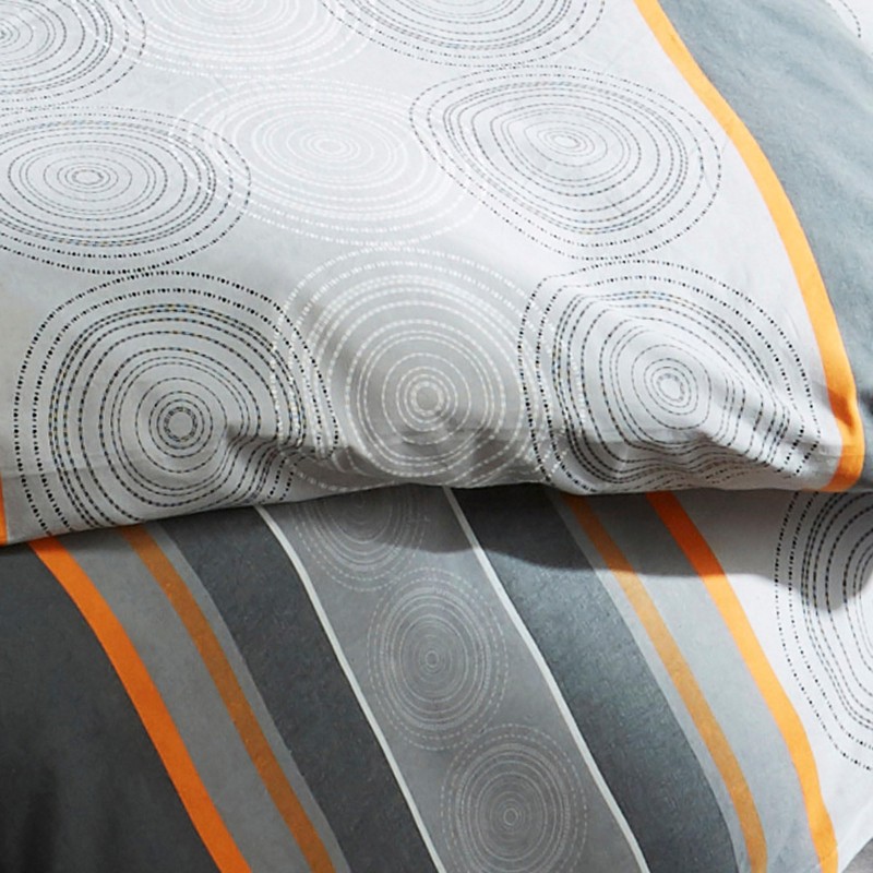 Erwin Müller Bed Linen Flannel Grey/Silver/Orange Size 155 x 200