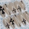 Champagne Cross Handmade Nail Tips - Oval S / 샴페인