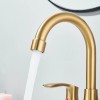 SHOWER-HOME Brushed Gold Bathroom Sink Faucet Waterfall 2-Handle Centerset Vanity