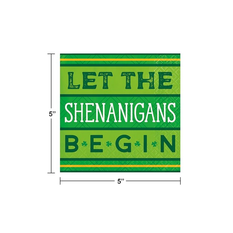 Shenanigans St. Patrick's Day Beverage Napkins, 48 Count