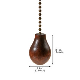 Saim Ceiling Fan Pull Chains Extension Decorative Bronze with Natural Wood Knob Pendant for Lighting Ceiling Fans Lamp, 12 Inch Pack of 2