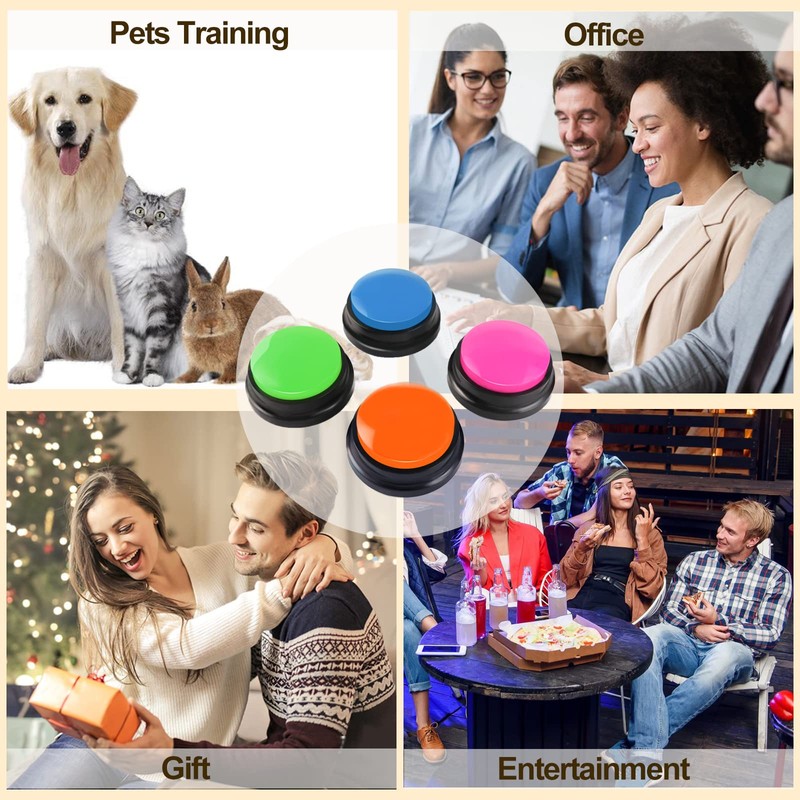 Voice Recording Button, Dog Buttons for Communication Pet Training Buzzer,