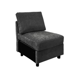 WUTUTUEE Middle Seat Module for Modular Sectional Couch Sofa, Living Room Accent Armless Sofa Chair with Storage & Pillow, Modern Side Sectional Middle Unit, Chenille Dark Grey