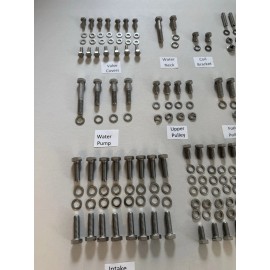 resto-bolts BBC STAINLESS STEEL ENGINE BOLT KIT HEX Head SWP + Stock Exhaust 396 427 454
