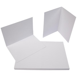 PresentFill® Folding Cards Blank in Diamond White - 50 Folding Cards A6, Folding Card Ideal for Designing, Labelling or Printing Cards - Suitable for C6 Envelopes