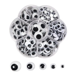 TOAOB 770pcs Black Wiggle Googly Eyes Self Adhesive Round Oval Eyelashes Plastic Sticker Craft Eyes Assorted Sizes for DIY Crafts Decoration