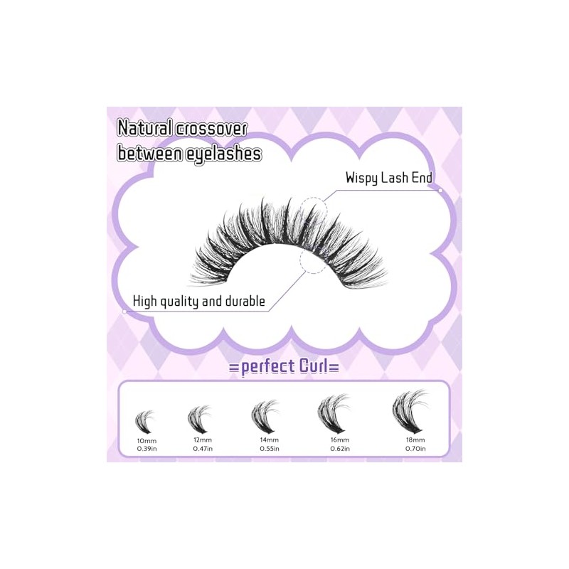 DIY Lash Extension Kit 100D+150D Volume Lash Clusters with Spikes