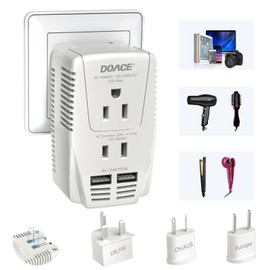 Upgraded 2000W 220V to 110V Converter for European Travel, Voltage Converter US to Europe for Hair Dryer Straightener Curling Iron, 2300W Adapter with EU/UK/AU/US Plugs for Laptop Camera Cell Phone