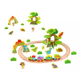 Tooky Toy Tren De Madera De Dinosaurios Set De 40 Piezas Infantil