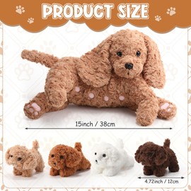 HyDren 5 Pcs Labradoodle Nurturing Dog Stuffed Animal Sets 15 Inch Soft Cuddly Labradoodle Plush Toys Nursing Mommy Dog with 4 Puppy Stuffed Animals for Kids Birthday Christmas Party Gifts