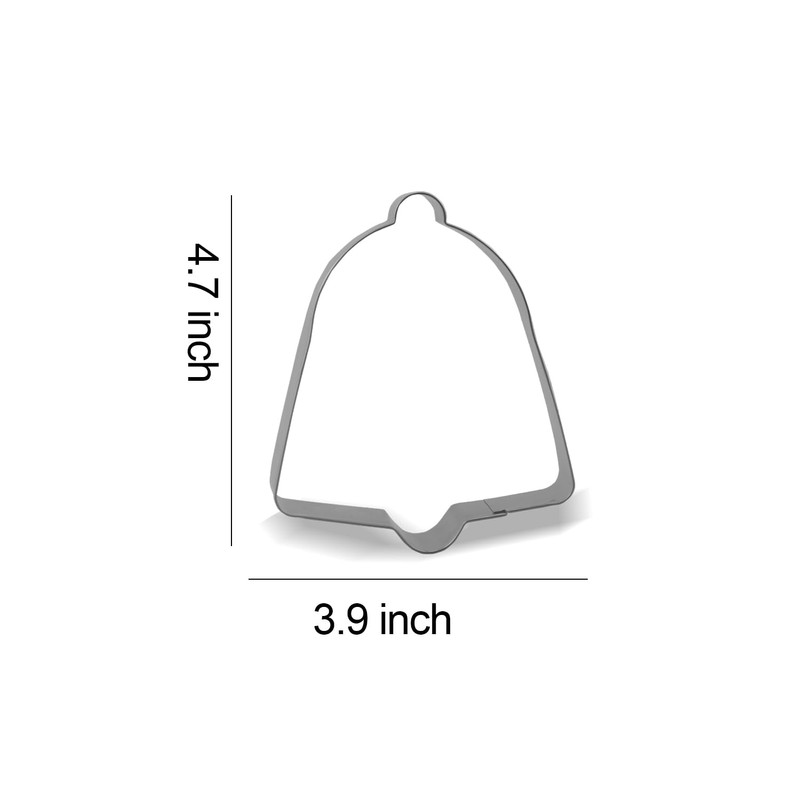 Keewah Christmas Bell Cookie Cutter, 4.7”, Stainless Steel
