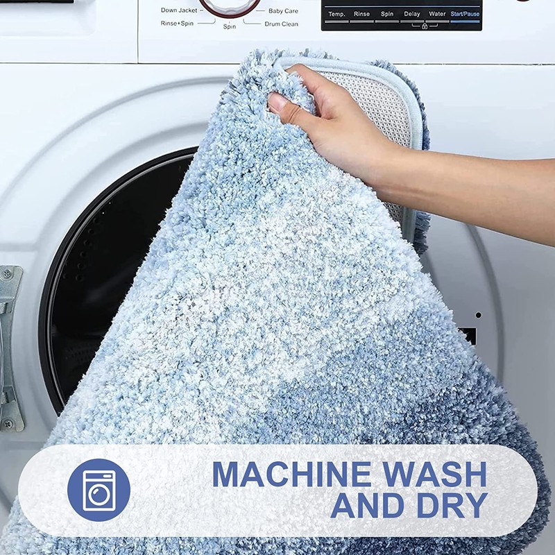 smiry Microfiber U-Shape Toilet Mat, Non-Slip Shaggy Soft Pedestal Mat