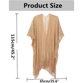 Knit Shawl Wrap for Women, Fringe Knitted Poncho Cardigan Cape for Party, Ladies Winter Tassels Shawl Poncho, Elegant Evening Shawl Wrap Wedding Bridesmaid Prom Party Scarf with Tassel Finishing