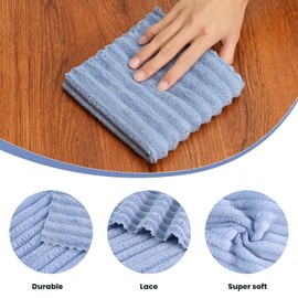 Neessno Kitchen Dish Cloths,Super Absorbent Coral Velvet Dish Towels,Quick Drying Kitchen Towels No Lint Dish Rags,Reusable Household Microfiber Cleaning Cloth,12X12 inches (8 Pack,Navy Blue Streak)
