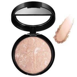 Foundation For Mature Skin, Baked Foundation Brighten Color Correcting, Shimmer Brick Pressed Bronzer, Buildable Light to Medium Illuminating Powder, Lasting Oil-control Full Coverage (Light Beige)