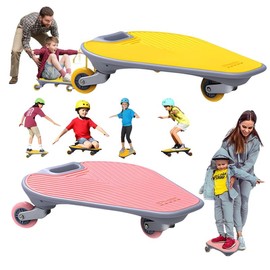3-in-1 Scooter Board for Kids 4+ | ASTM Safety Certified with Anti-Roll Wheels & Adjustable Seat | Indoor/Outdoor Balance Trainer | Developmental Toys Birthday Gifts (Pink/Yellow) - Color: Yellow